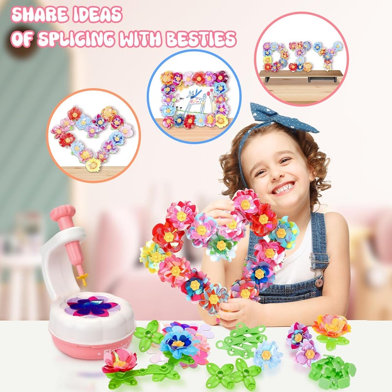 PERRYHOME ألعاب باقات الزهور القماشية، 300+ قطعة هدية عيد الحب، 2 أسلوب لعب، حرفة STEM للبنات، مجموعة صنع باقات قابلة لإعادة الاستخدام، هدية عيد ميلاد لصنع الزهور للأطفال من 3 إلى 8 سنوات - Image 3